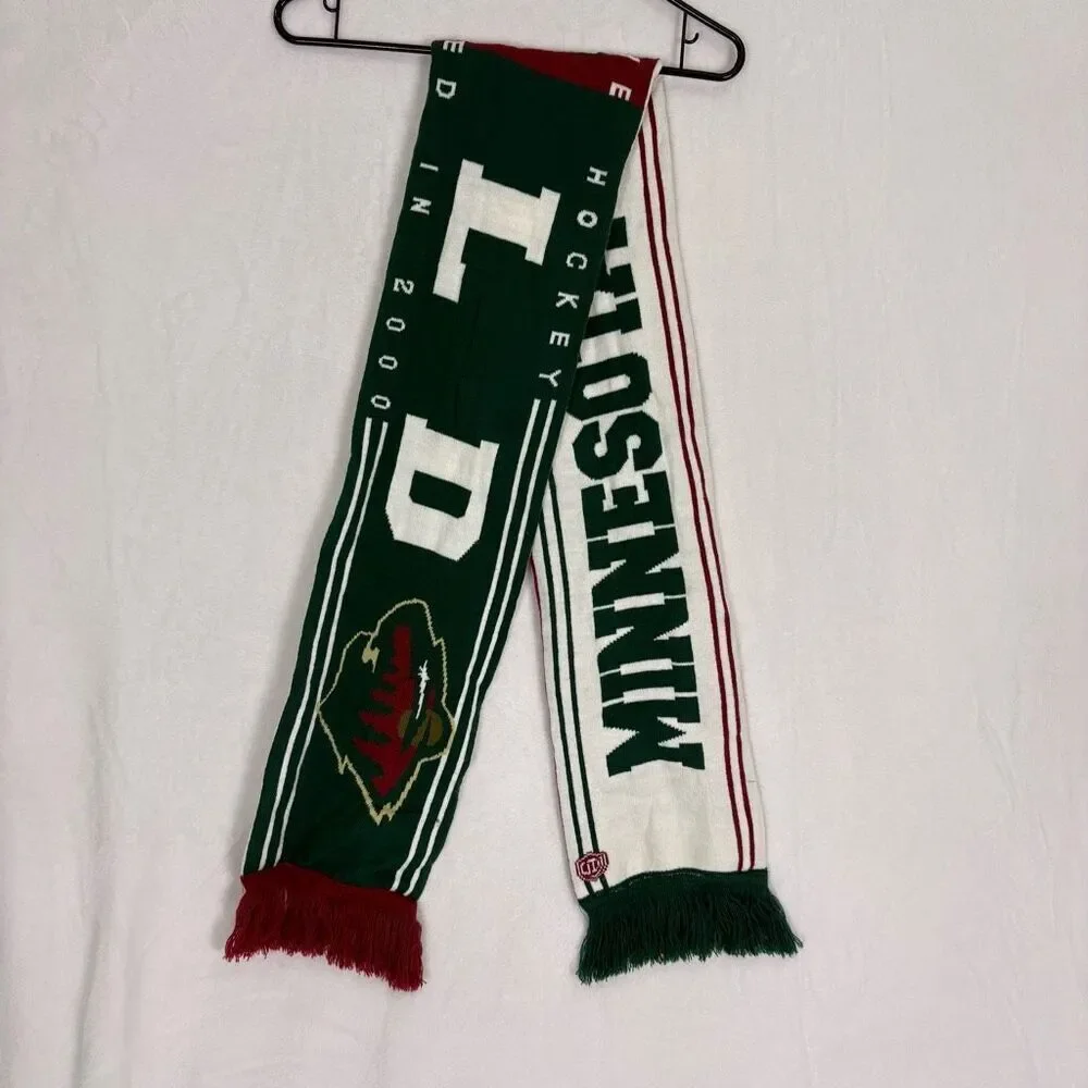 Minnesota Wild Hockey Red & White Reversible Winter‎ Scarf Unisex